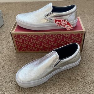 Vans Classic Slip-On Metallic Leather Silver